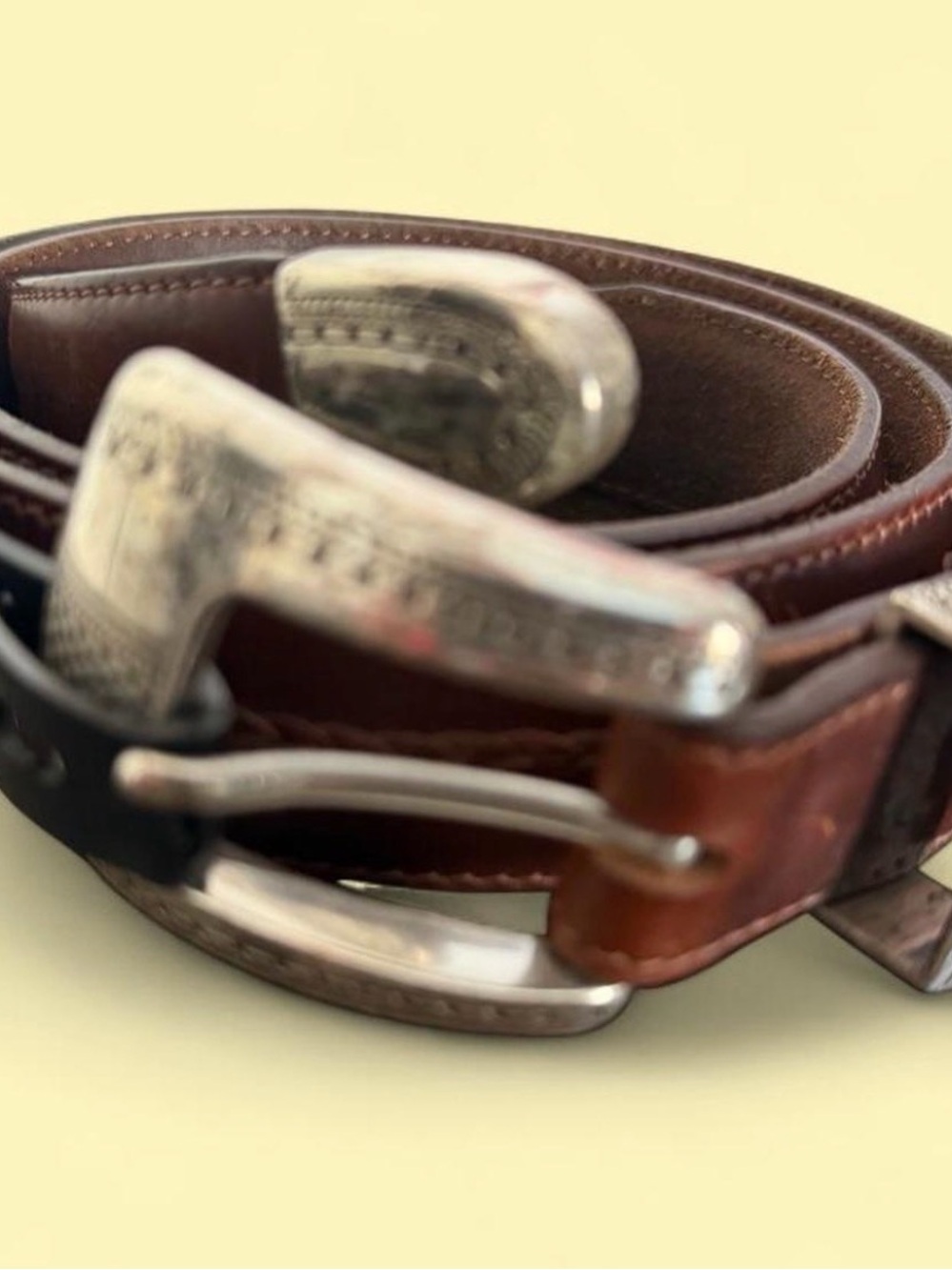 Brighton Brown Leather Belt with Silver Buckle